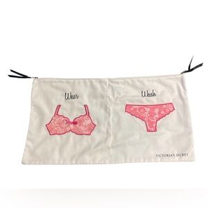 Victoria's Secret Pink and White Underwear and Bra Zippered Travel Wash Bag GUC